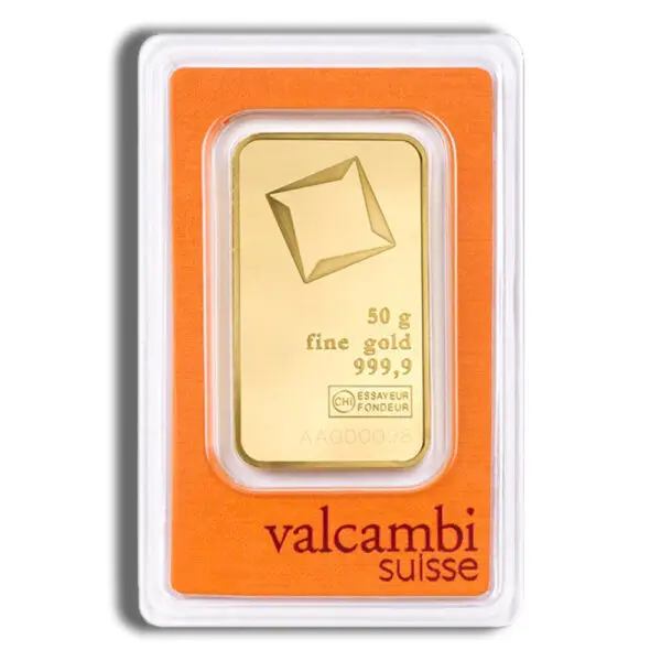 50 gram Gold Bar Valcambi (Carded)