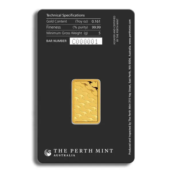 5 gram Gold Bar Perth Mint (Carded)