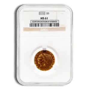 $5 Gold Indian Half Eagle NGC MS61