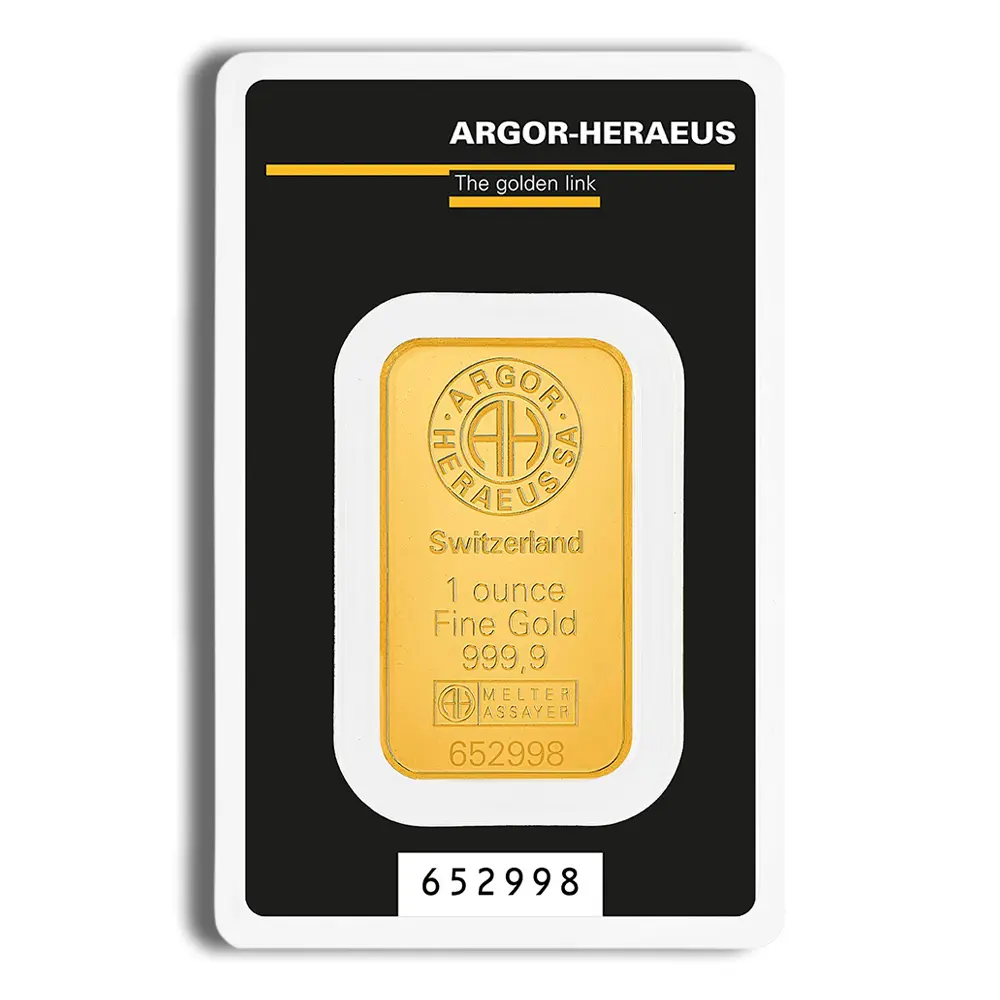 1oz Gold Bar Argor-Heraeus (Carded)