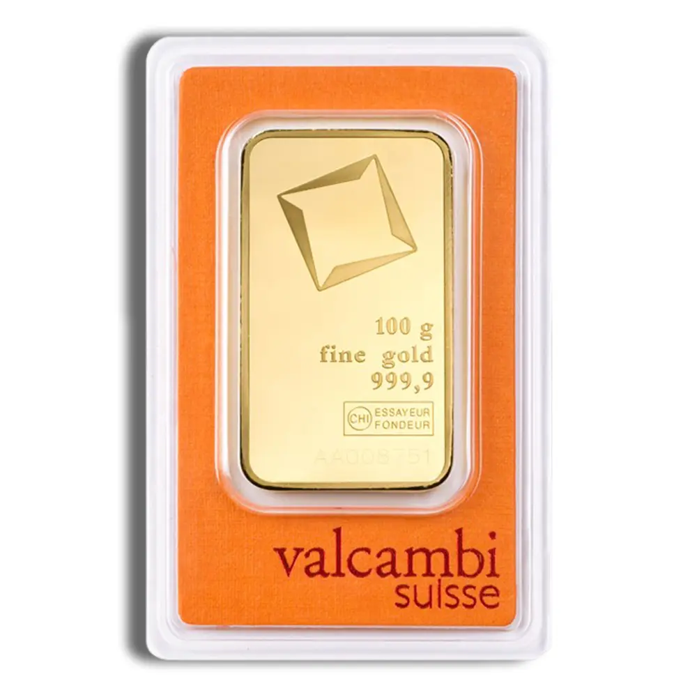 100 gram Gold Bar Valcambi (Carded)