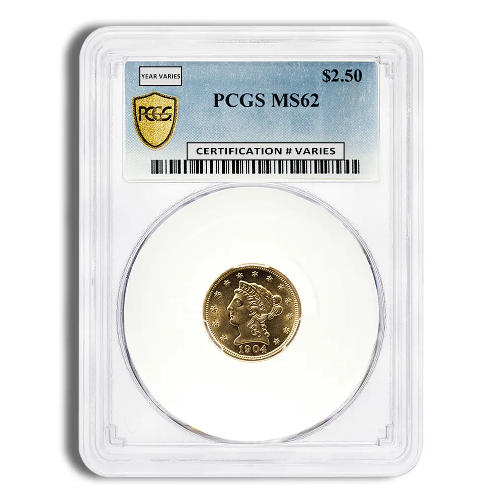 $2.5 Gold Liberty Quarter Eagle PCGS MS62