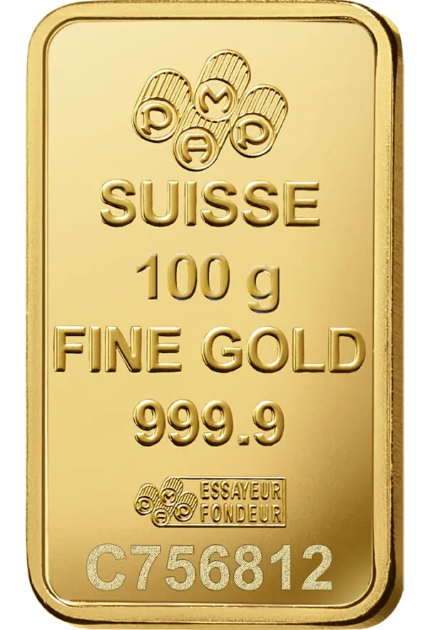 100 gram Gold Bar PAMP Fortuna (Carded)