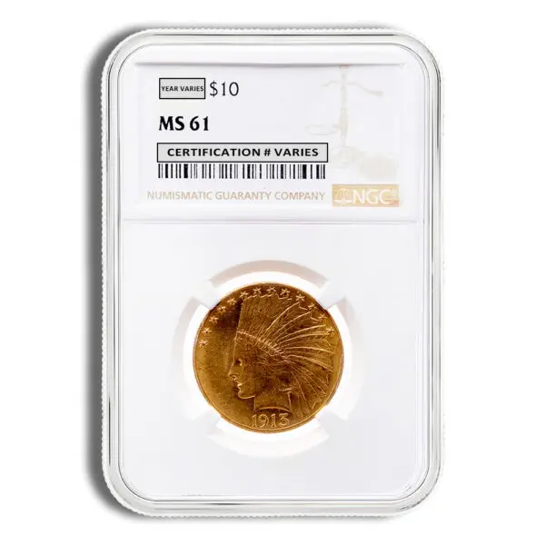 $10 Gold Indian Eagle NGC MS61