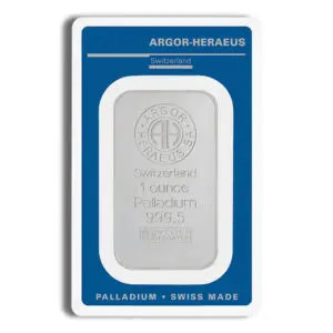 1oz Palladium Bar Argor-Heraeus (Carded)