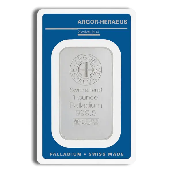 1oz Palladium Bar Argor-Heraeus (Carded)