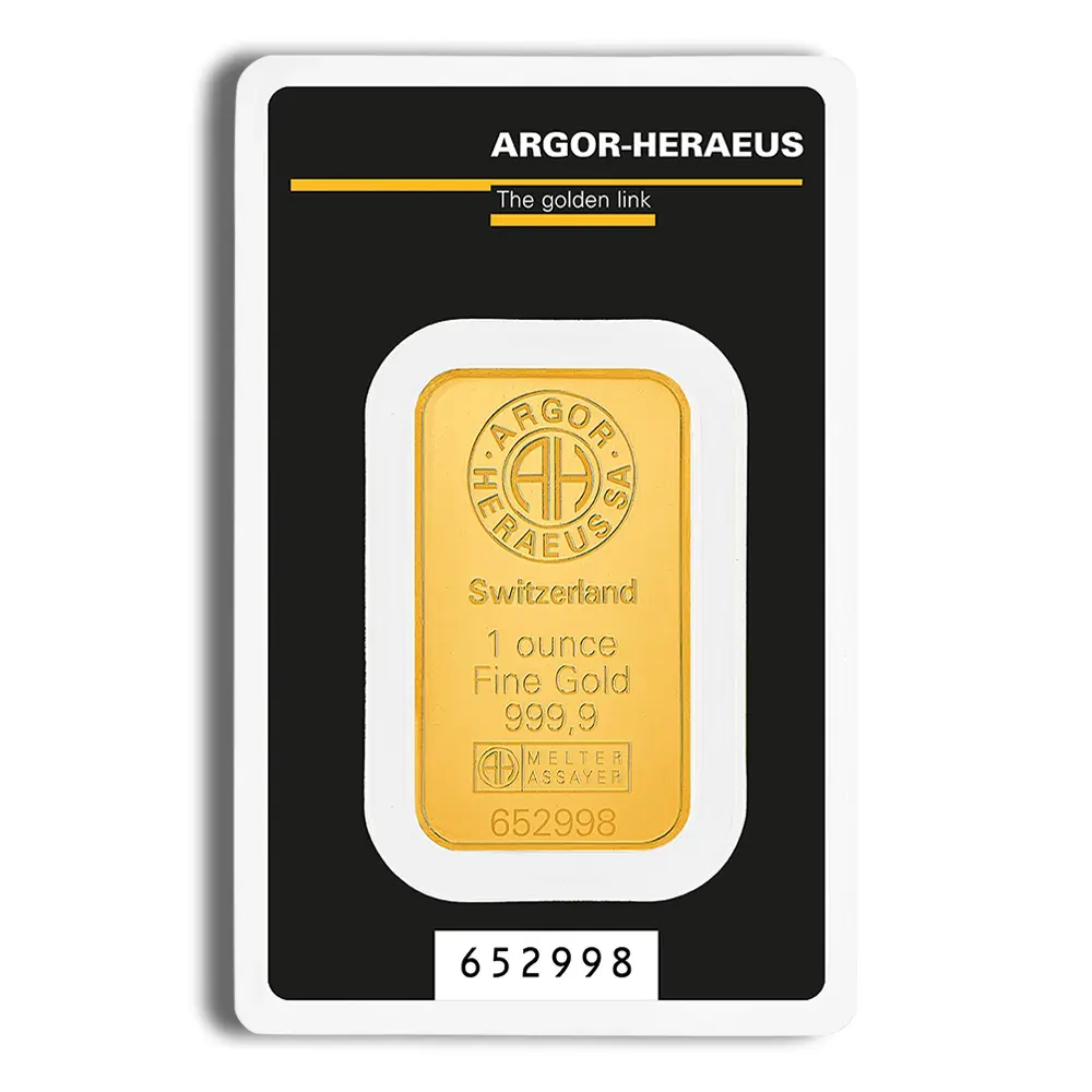1oz Gold Bar Argor-Heraeus Kinebar